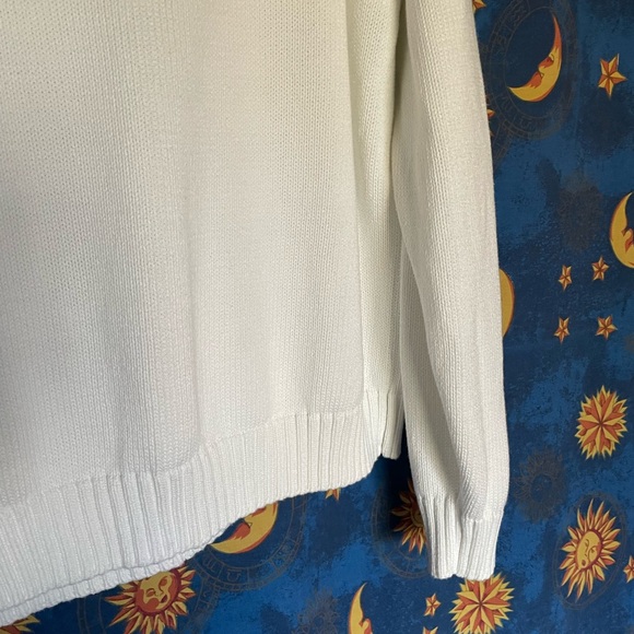 Lands End men’s cotton white v neck sweater - Picture 5 of 8